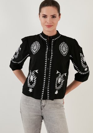REGULAR FIT - Button-down blouse - black-ecru
