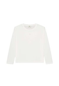 Langslavige witte t-shirt gemaakt van zachte stof, met een ronde halslijn en een klein logo op de borst. Klassiek, recht fit ontwerp.