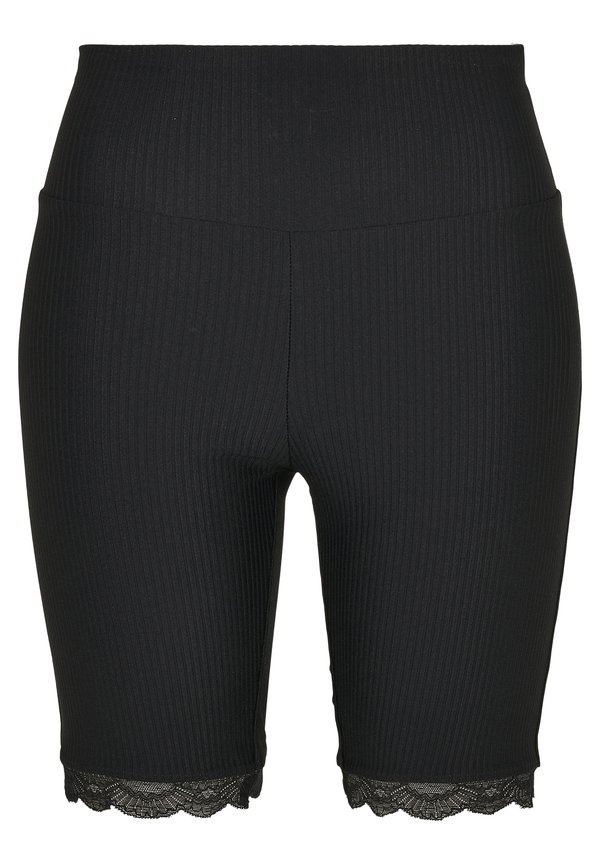 LADIES HIGH WAIST RIB LACE HEM CYCLE SHORTS - Leggings - Hosen - schwarz