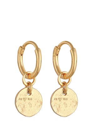 STRUCTURED ROUND DISC HOOPS - Øreringe - gold-coloured