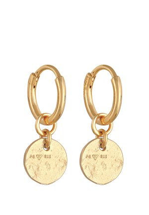 STRUCTURED ROUND DISC HOOPS - Oorbellen - gold-coloured