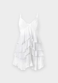V NECK RUFFLE TIER MINI DRESS PRETTY - Vardagsklänning - white