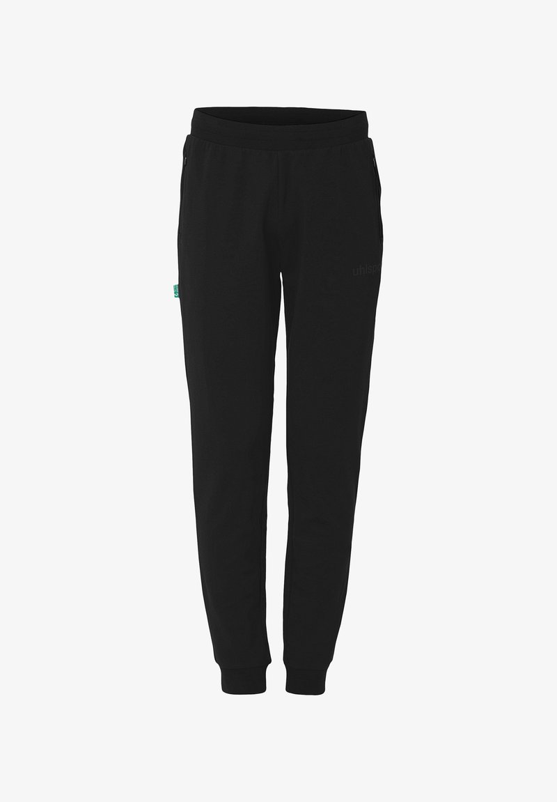 Sort sweatpants med snor i taljen, sidelommer og ribbede mansjetter. Lavet af blødt stof, med et lille logo foran.
