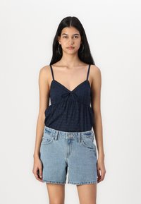 Hollister Co. Easy Babydoll Top - Linne - navy