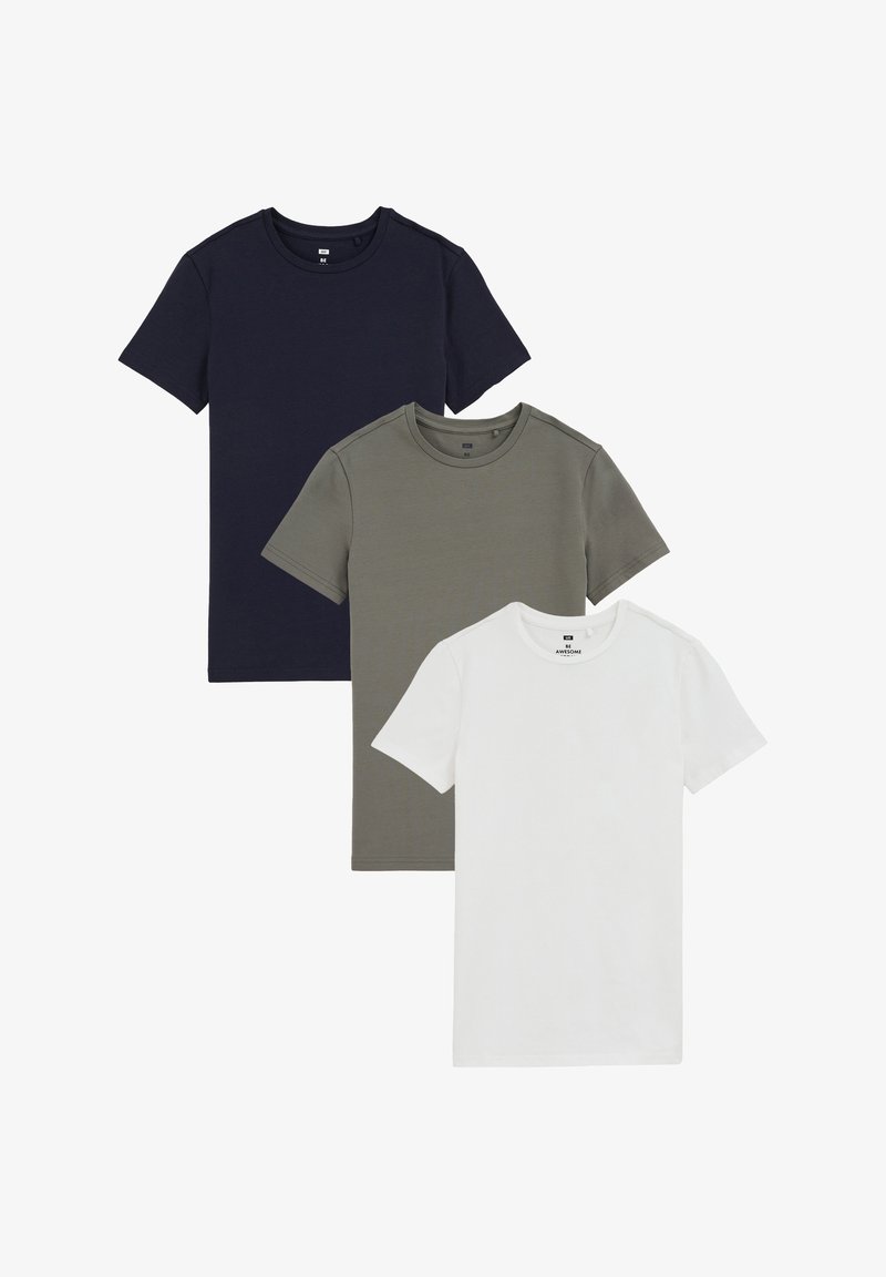 WE Fashion 3-PACK - Jednoduché tričko - blue white