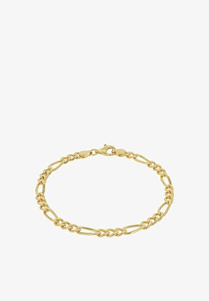 Goldene Kettenarmband mit abwechselnden ovalen und runden Gliedern, mit einer polierten Oberfläche und einem sicheren Karabinerverschluss.