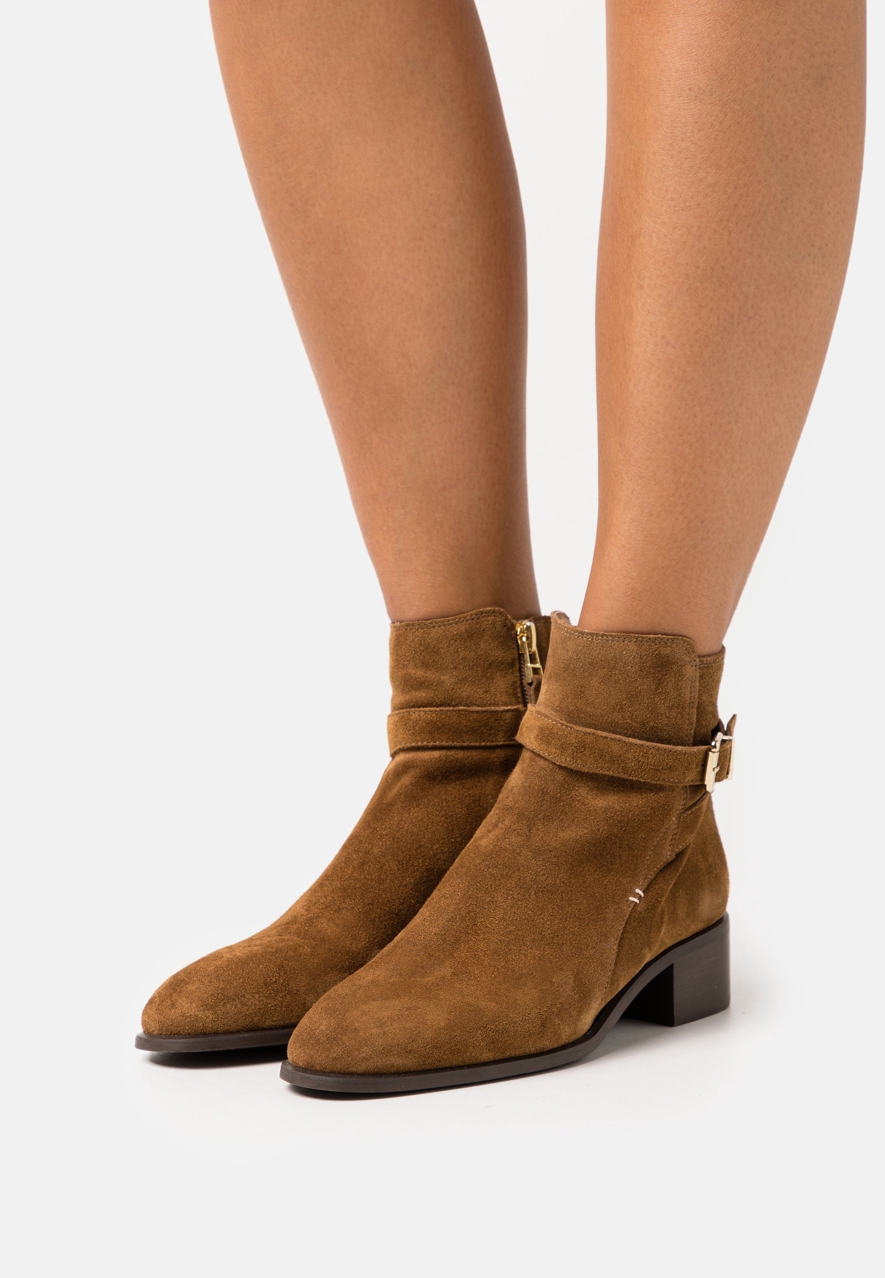 Bottines San Marina En Cuir Plissé Marron - Taille 36, Occasion En Très Bon état, Talon 2-7cm