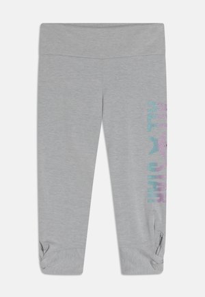 Γκρίζες κολάν φτιαγμένες από μαλακό ύφασμα, με φαρδύ λάστιχο στη μέση, με έντονα χρώματα και μοντέρνο σχέδιο, και μανσέτες στο τελείωμα.