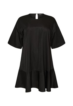 Zizzi, KURZES KLEID MIT LOCKERER PASSFORM UND RÜSCHENSAUM - Denní šaty - schwarz