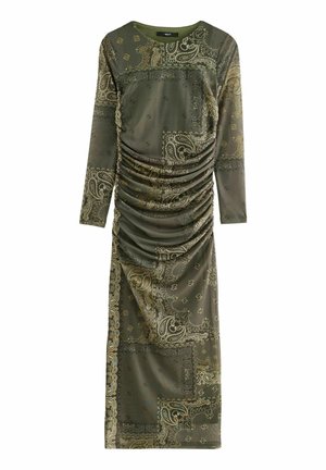 LONG SLEEVE - Džersio suknelė - khaki green scarf print