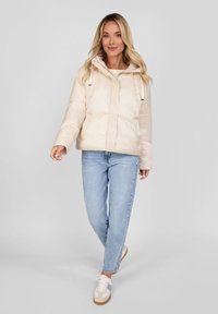 RESPECT QUILTED HOODED ZIP-FRONT - Giacca invernale - stone