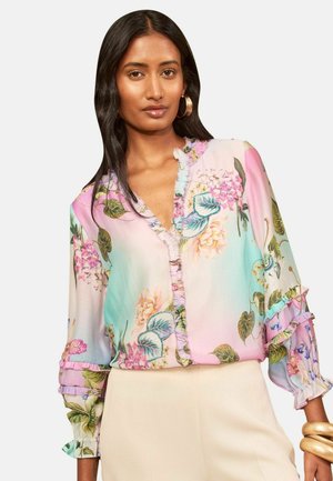 Love & Roses, REGULAR FIT - RUFFLE NOTCH NECK 3/4 SLEEVE BLOUSE . - Bluse - pink floral ombre