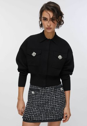 WITH BEJEWELLED BUTTONS - Cardigan - black