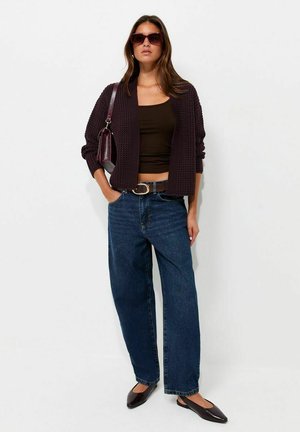New Look, DARK  MOSS STITCH OPEN FRONT CARDIGAN - Chaqueta de punto - dark purple
