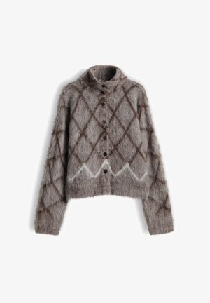 OPUS, RELAXED FIT FLUFFY TEXTURE - Cardigan - affogato