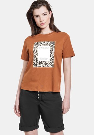 Print T-shirt - soft mocca gemustert
