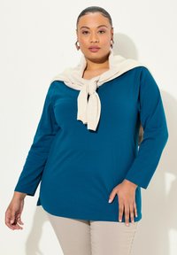 Ulla Popken GROSSE GRÖSSEN BASIC-V LANGARM  - Longsleeve - cerulean