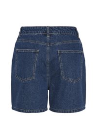 Tamne traperice tamnoplave boje s elastičnom trakom u struku. Imaju duple stražnje džepove. Rubovi su prošiveni radi izdržljivosti.