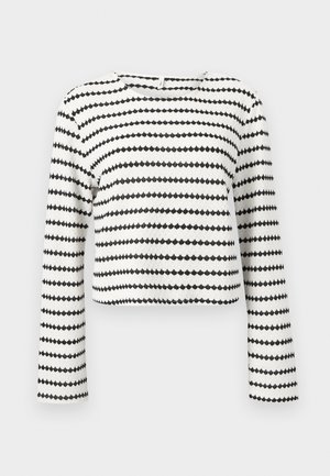 ONLY ONLEVA O NECK STRIPE - Strikkegenser - cloud dancer/black