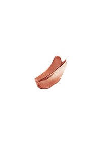 Campione di rossetto cremoso e metallico in un caldo colore marrone ramato, con una consistenza liscia e una leggera lucentezza, su uno sfondo bianco.