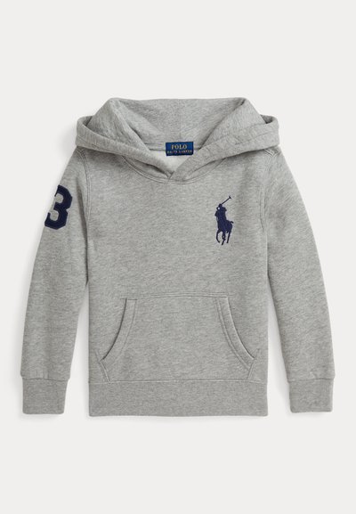 Hall kapuutsiga dressipluus ees tasku, rinnal mereväe polo mängija logo ja paremal varrukal number 3 plaaster.