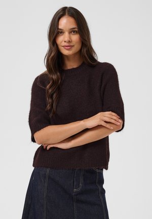 Kaffe, KAEMILIE CROPPED KNIT PULLOVER - T-shirt basique - fudge melange