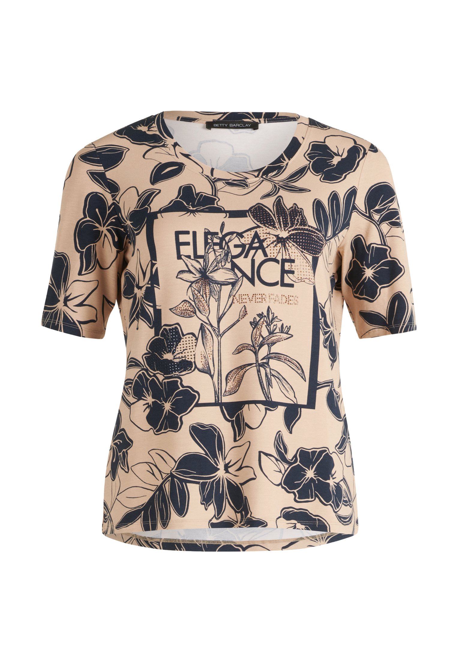 Betty Barclay Damen T-Shirt Mit Strasssteinen – Figurbetont, 3/4-Ärmel, Glamouröses Design