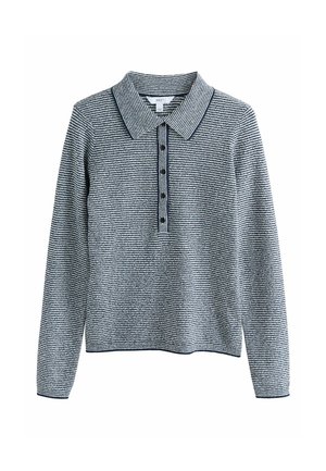 REGULAR FIT - LONG SLEEVE LOOK - Bluză polo - navy white stripe