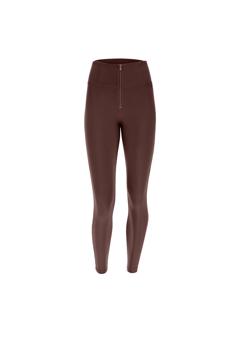 Freddy PUSH UP SUPERSKINNY VITA ALTA CON ZIP - Leggings - french roast