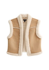 FAUX FUR TRIMMED FAUX SUEDE - Bodywarmer - camel