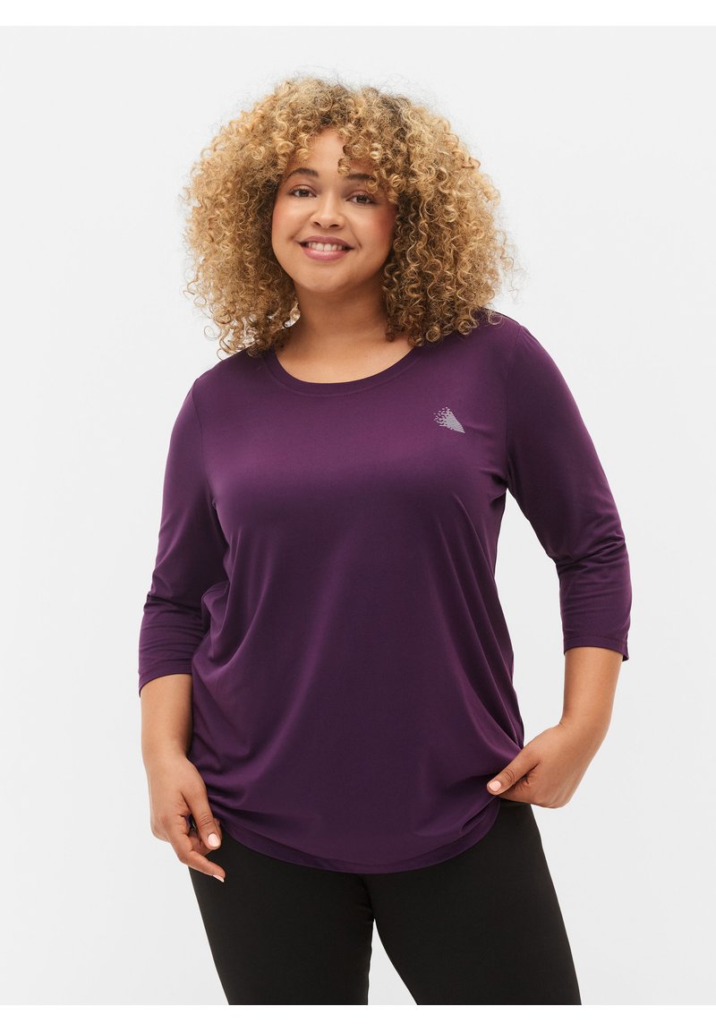 Active by Zizzi - WORKOUT  - Tops ar garām piedurknēm - purple pennant, Palielināt