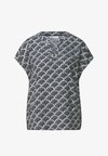 BLOUSENSHIRT WITH SPLIT NECK AND LEO-MUSTER - Blouse - shadowed navy
