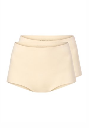 Braguitas de algodón beige, diseño de talle alto con textura suave, líneas limpias y sin costuras visibles. El paquete contiene dos piezas.