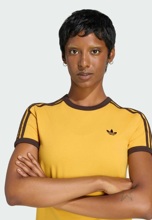 adidas SLIM T-SHIRT - Print T-shirt - preloved yellow aurora coffee — photo 3