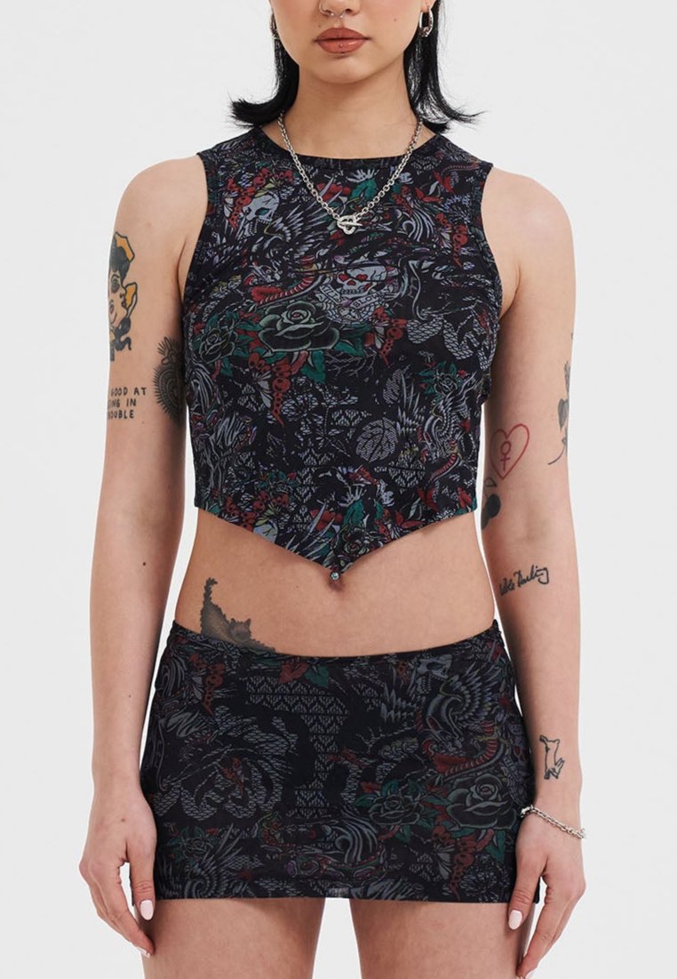 Ed Hardy DRAGON REPEAT TIED BACK - Top - black