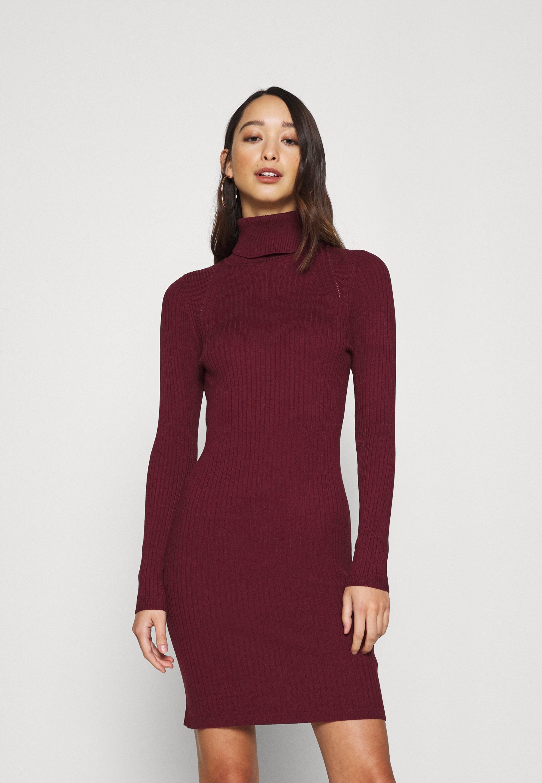 ONLY - ONLELLY ROLLNECK DRESS - Strikket kjole - tawny port