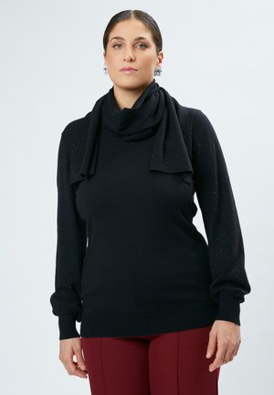 EMBELLISHED WITH DETACHABLE - Striktrøje - black