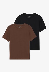 Yourturn Kids 2 PACK UNISEX - Pamata T-krekls - black/brown