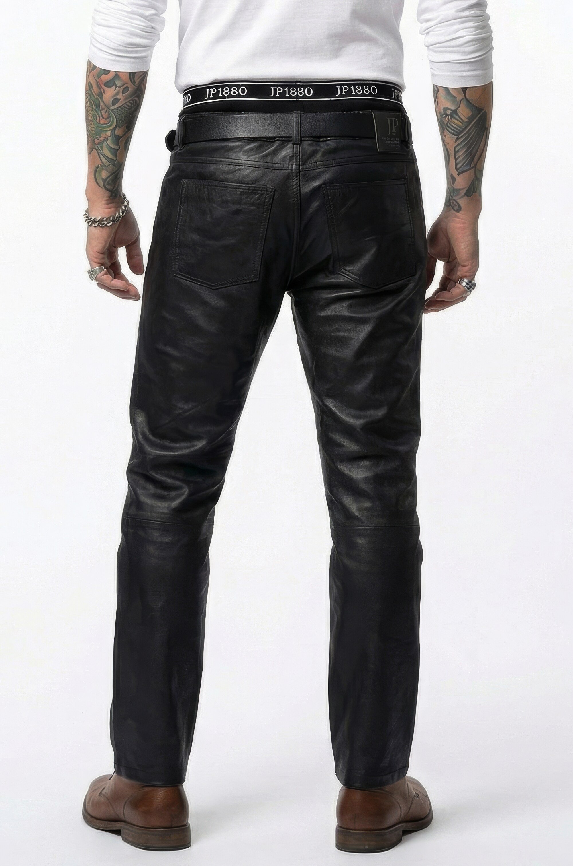 JP1880 Leather trousers - black - Zalando