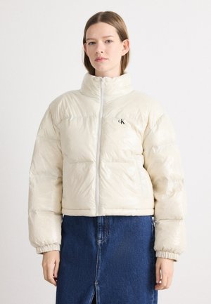 HIGH SHINE CROP JACKET - Páperová bunda - chalk