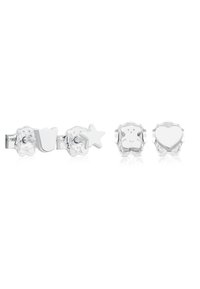 Pulsera de plata con encanto que presenta cuatro charms: oso, estrella, tulipán y corazón. Cada charm tiene un acabado suave con formas distintivas.