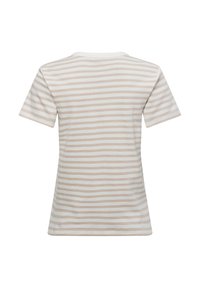 Short-sleeve T-shirt featuring a striped pattern in beige and white, made from soft cotton, with a crew neckline and straight cut.