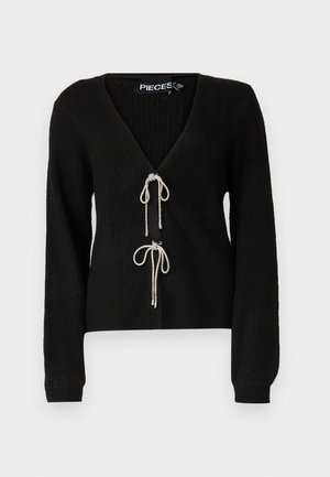 Pieces PCANNA GLITTER BOW V-NECK CARDIGAN - Gilet - black