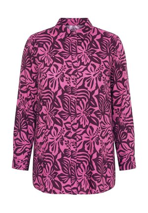 Studio Untold, FLOWER PRINT BUTTON-DOWN TUNIC BLOUSE - Skjortebluser - summer berry