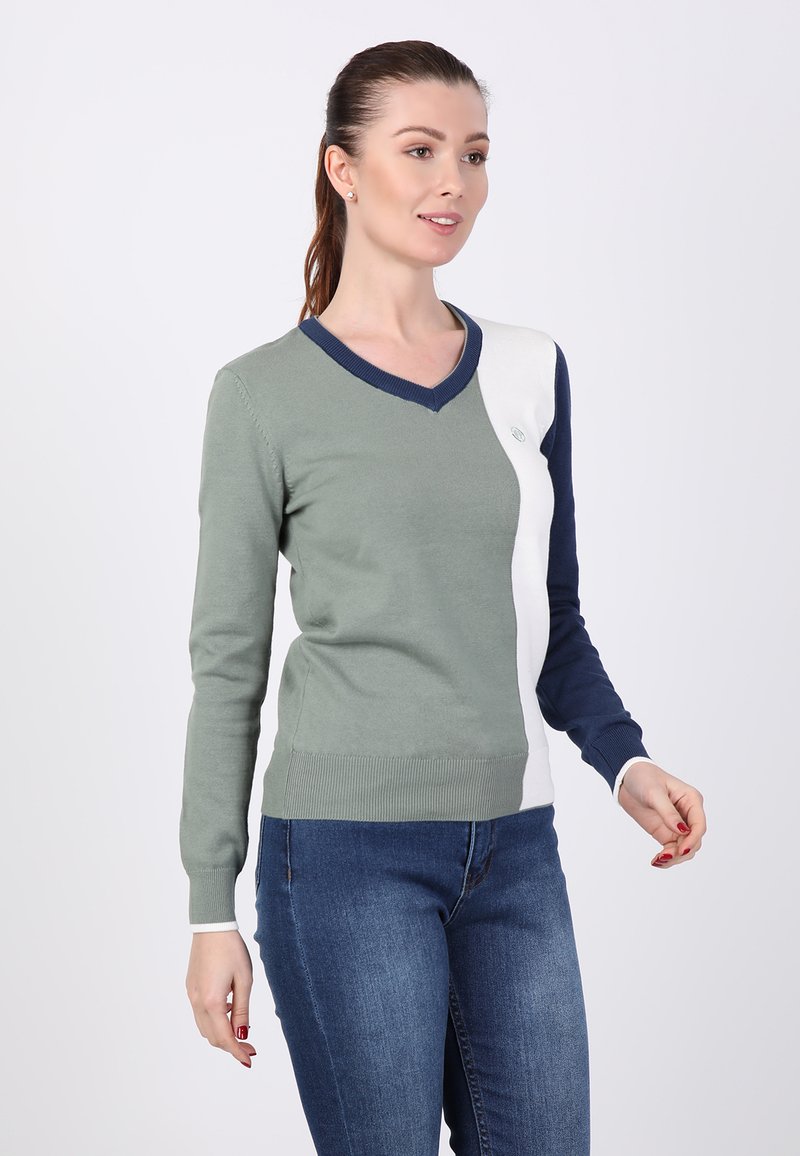 Damen Strickjacken | Felix Hardy Strickpullover mint ecru indigo/mint - NG40616 Damen Strickjacken | Felix Hardy Strickpullover mint ecru indigo/mint - NG40616