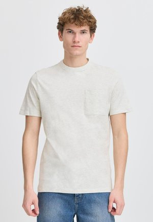 Light grey short-sleeve t-shirt made of cotton blend, featuring a round neckline and a small pocket on the left chest.