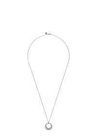 Silverhalsband med en fin kedja och cirkulär berlock. Berlocken har en texturerad yta i halvmåneform. Justerbar lås.