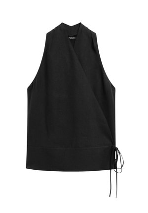 Massimo Dutti, DRAPED SURPLICE TOP WITH CORSET BELT DETAIL - Bluse - black