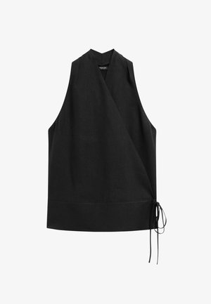 Massimo Dutti, DRAPED SURPLICE TOP WITH CORSET BELT DETAIL - Blouse - black