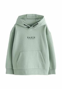 Felpa con cappuccio verde menta con tasca frontale, caratterizzata da un logo che reca la scritta "BAKER BY TED BAKER" in nero. Tessuto morbido.